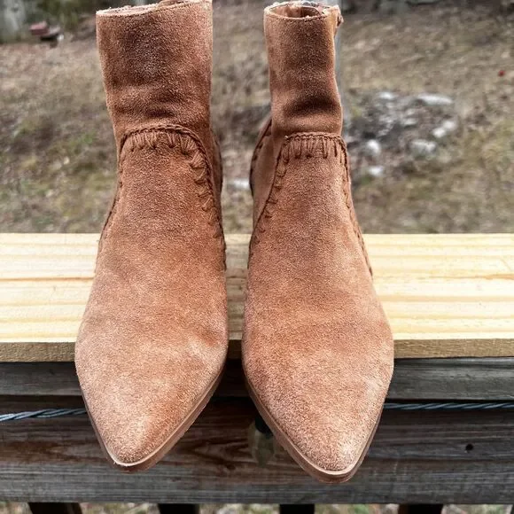 Sanctuary Refine Women's Tan Suede Leather Western Ankle Boots US Size 8.5 - Picture 3 of 16